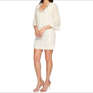NWT Trina Turk Bonita Ivory Gold Shimmer Shift Mini Dress Size 00